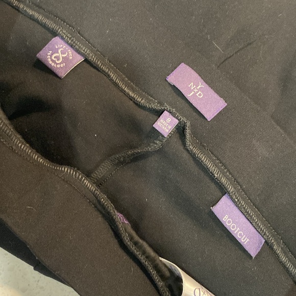 NYDJ lift tuck bootcut trouser black leather trim 8 pant stretch legging pull on - Picture 3 of 6